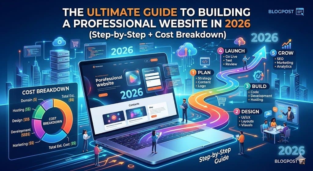 الدليل الشامل لإنشاء موقع إلكتروني احترافي في 2026 (خطوات عملية + التكلفة)
